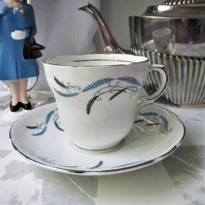 Fine Bone China Mug& Saucer Blue Grass by Gladstone Staffordshire, England 1960s
